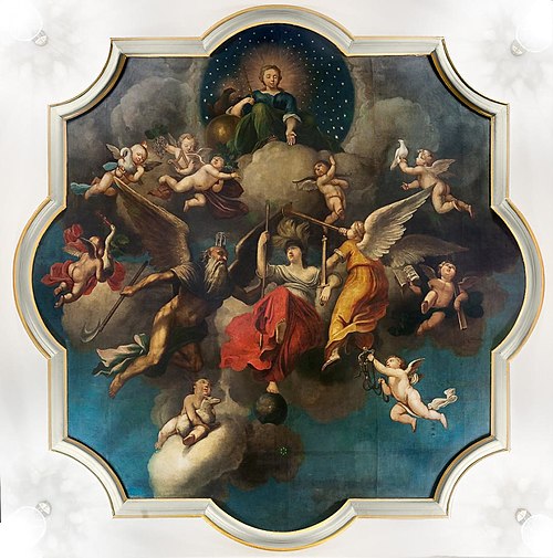 Ceiling decorations. Time and Righteousness, 1759, Mathias Blumenthal