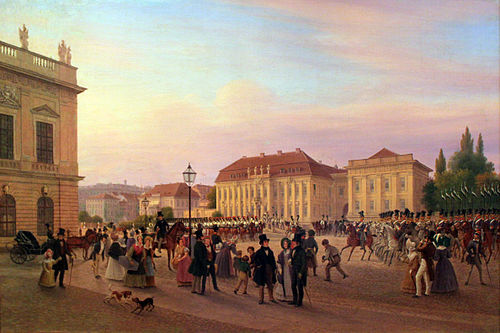 Berlin: parade before the royal palace, 1839, Wilhelm Brücke
