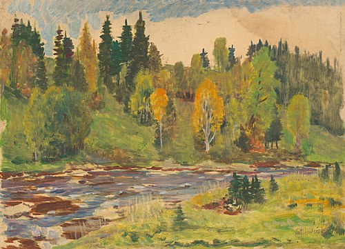 Krajina s potokom, 1920, Antonín Hudeček