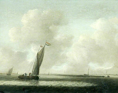 River Estuary with Shipping on a Windy Day, , Simon de Vlieger