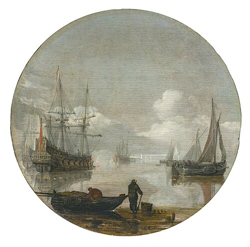 Schiffe in ruhiger See, , Simon de Vlieger