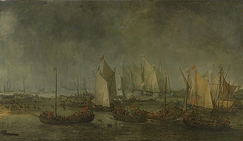 The battle on the Slaak between the Dutch and Spanish fleets during the night of 12-13 September 163, 1633, Simon de Vlieger