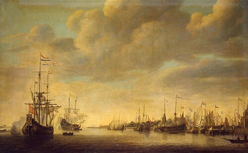 Arrival of William of Orange in Rotterdam, 1642, Simon de Vlieger