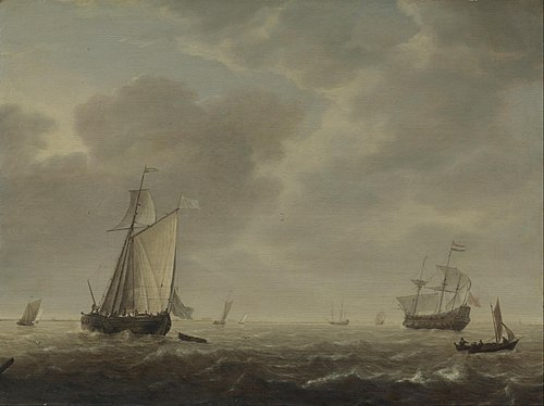 A Dutch Man-of-war and Various Vessels in a Breeze, 1642, Simon de Vlieger