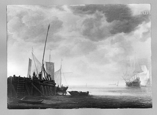 sea - scape at the shore, 1636, Simon de Vlieger