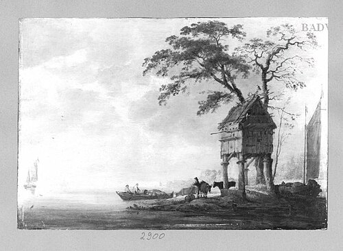 Dovecote on a broad river, 1649, Simon de Vlieger