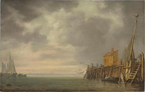 The entrance to a harbor, 1634, Simon de Vlieger