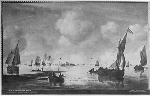 Ruhige See mit Fischern (zugeschrieben), 1626, Simon de Vlieger