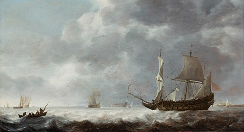 Sea-piece, a breeze near a Dutch port, 1640, Simon de Vlieger