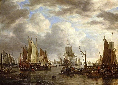 Shipping before Dordrecht, 1651, Simon de Vlieger