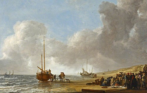 The Beach at Scheveningen, 1633, Simon de Vlieger