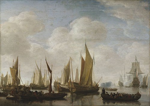 A Prince's Yacht (Statenjacht) and other Vessels, 1650, Simon de Vlieger