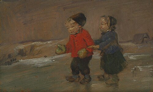 Zwei Kinder auf dem Eis, , Wilhelm Busch