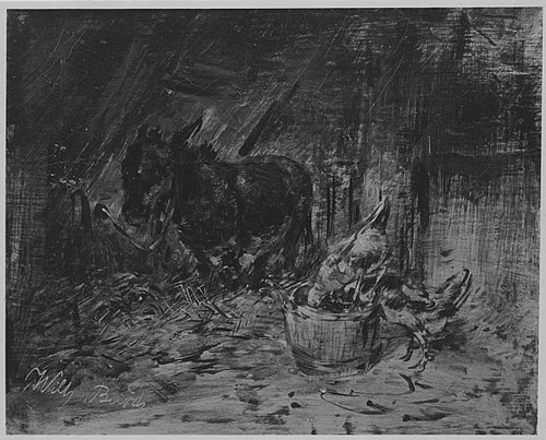 Esel im Stall, 1870, Wilhelm Busch