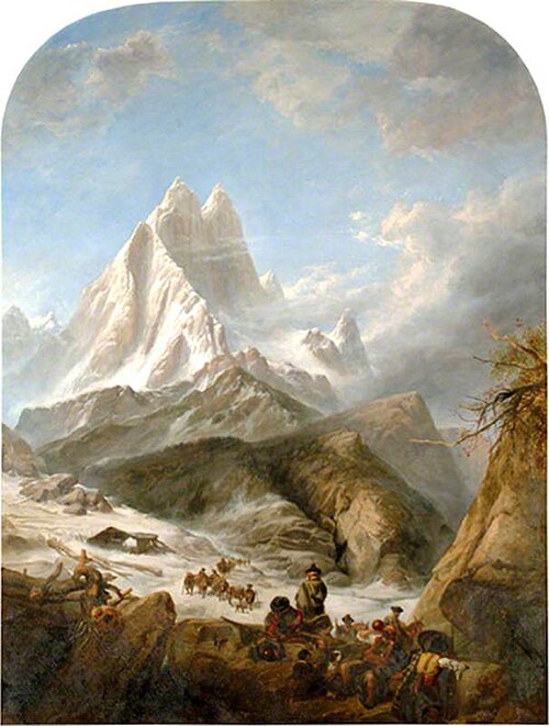 View of the Pic du Midi d'Ossau in the Pyrenees, with Brigands, 1854, Clarkson Frederick Stanfield