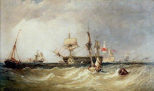 Men-of-War off Portsmouth, Hampshire, 1855, Clarkson Frederick Stanfield