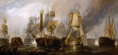 Sketch for ‘The Battle of Trafalgar, and the Victory of Lord Nelson over the Combined French and Spa, 1833, Clarkson Frederick Stanfield