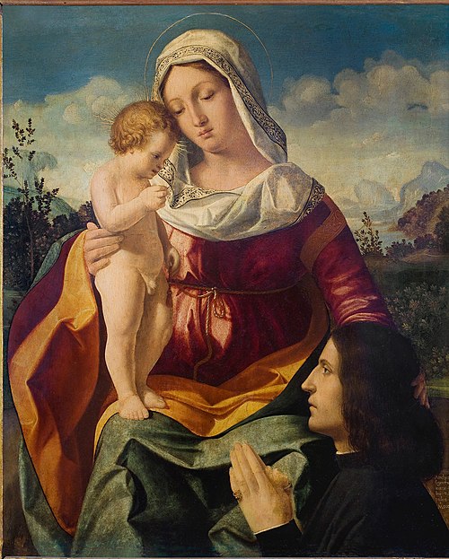 Madonna col Bambino e donatore, , Andrea Previtali