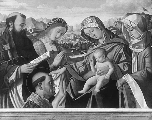 Mary with the child and four saints, 1500, Andrea Previtali