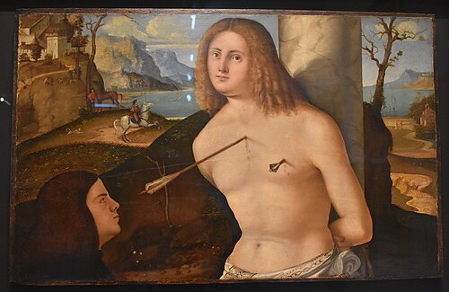 Saint Sébastien au donateur, 1500, Andrea Previtali
