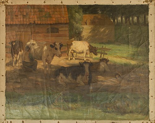 Koeienmelken., 1899, Hubert van Steel