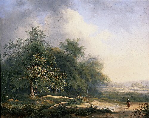 Landschap met vrouwtje en hond., 1841, Jan Wessel van Delden