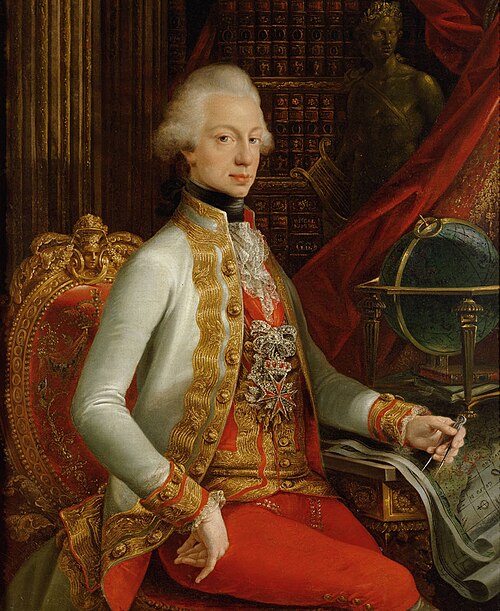 Großherzog Ferdinand III. (1769-1824), Sohn von Leopold II., in seiner Bibliothek sitzend, Kniestück, 1797, Joseph Dorffmeister