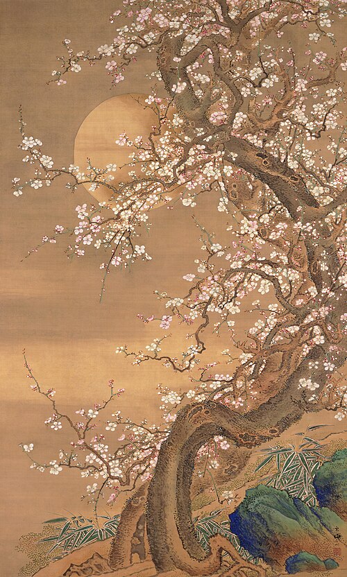 Pink and White Plum Blossoms in Moonlight, , So Shizan