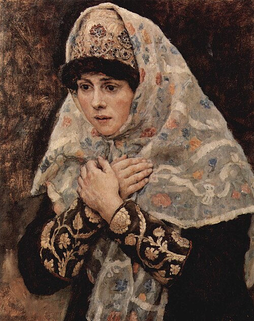 Bojarenmädchen mit gekreuzten Armen, 1884, Vassili Sourikov