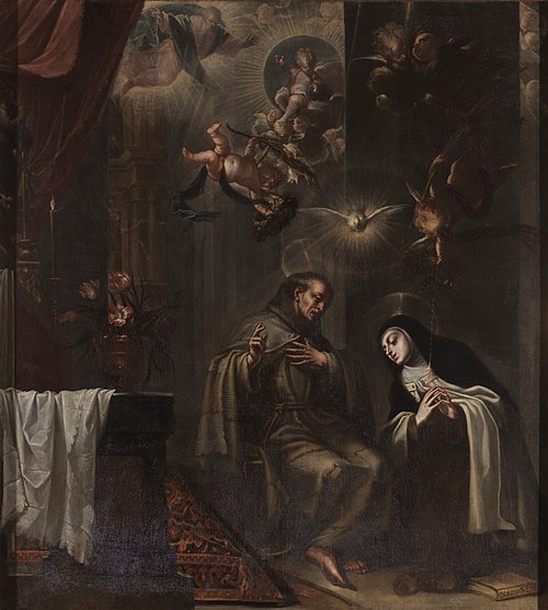 San Pedro de Alcántara confesando a Santa Teresa, 1675, José García Hidalgo