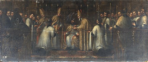 San Agustín discutiendo con el maniqueo Fortunato, 1663, José García Hidalgo