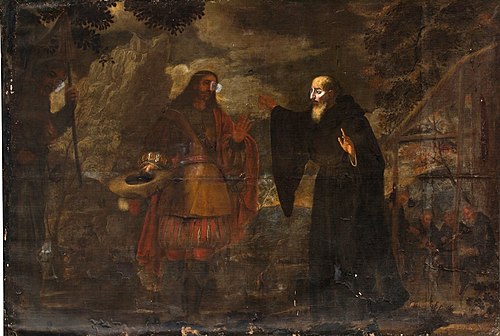 San Agustín recibe a Cristo peregrino, 1663, José García Hidalgo