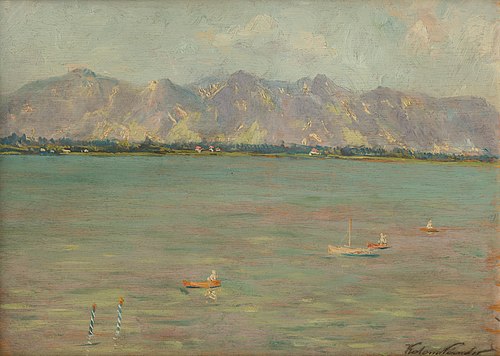 Mountain Landscape with a Lake, 1900, Nándor Katona