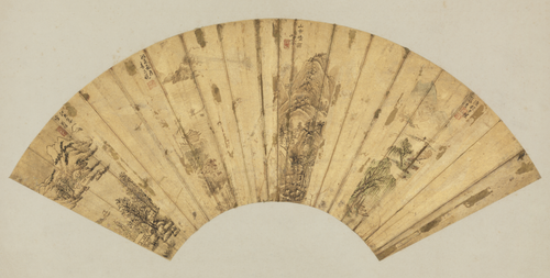 张宏等四人合画潇湘景扇, , Zhang Hong