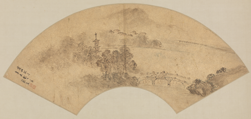 张宏虎山玩月扇, , Zhang Hong