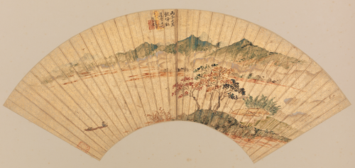 张宏仿张僧繇没骨山水扇, , Zhang Hong