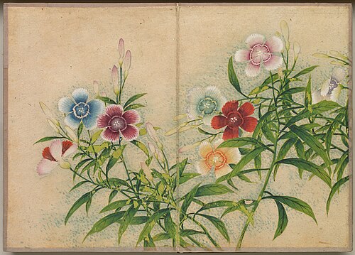 Desk Album: Flower and Bird Paintings (Pinks), 1750, Zhang Ruoai
