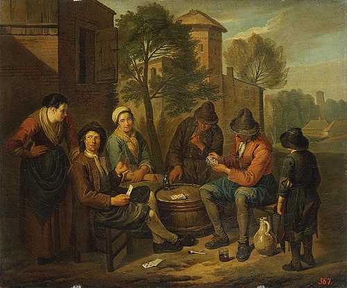 Peasants Playing Cards, 1700, Norbert van Bloemen