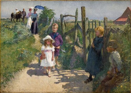 Promenade d'une famille dans les environs de Paris, 1900, Évariste Carpentier