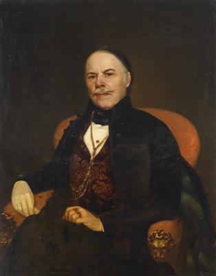 Portrait of a Gentleman in a Red Armchair,, 1845, Georg Martin Ignaz Raab