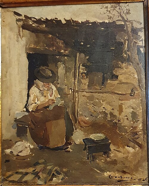 Mulher do campo costurando, 1886, Columbano Bordalo Pinheiro