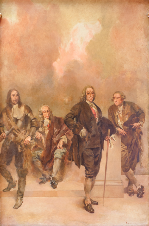 Conde de Castelo Melhor, D. Luís da Cunha, Marquês de Pombal, e José Seabra da Silva, 1926, Columbano Bordalo Pinheiro
