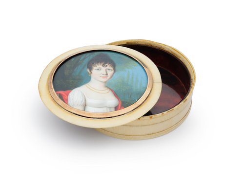 Boîte à tabac avec portrait miniature de Maria Fridolina Reichsfreiin Ebing von der Burg, , Wendelin Moosbrugger