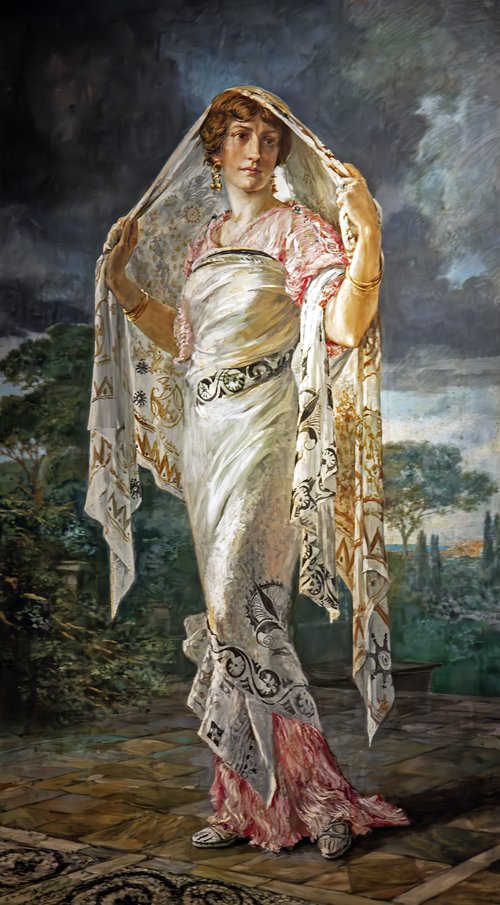 Portrait de la femme de l'artiste en costume pompéien, 1935, Mariano Fortuny y Madrazo