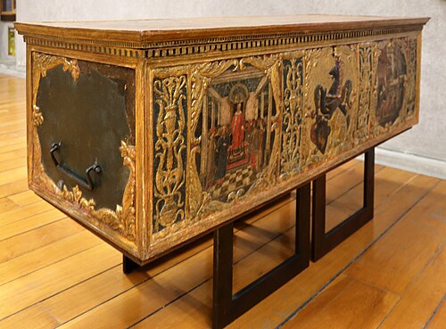 cofano nuziale con stemmi giusti e storie di virginia, 1500, Antonio Badile II