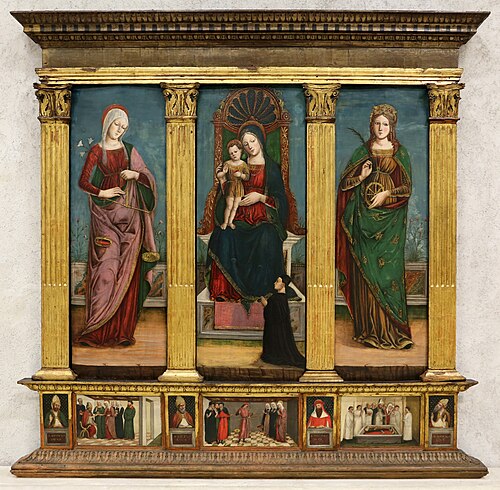 Madonna col Bambino in trono e le sante Maria Consolatrice e Caterina, 1500, Antonio Badile II
