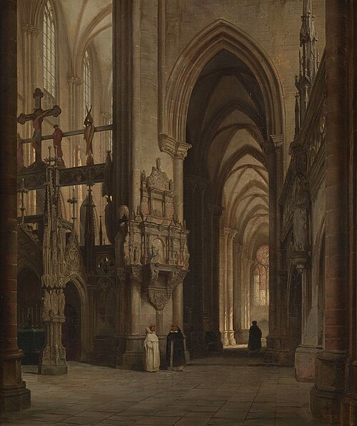 Interior view of Halberstadt Cathedral, 1846, Ludwig Tacke