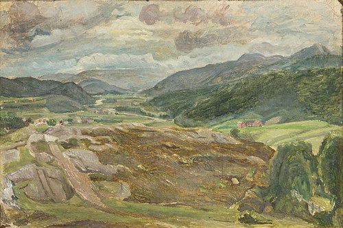 Landskap fra Skaudalen, Dalehaugen., 2000, Isak Kimoe
