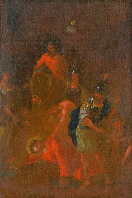 Ježiš padá druhý raz pod krížom. Štúdia ku Kríž.ceste VII., 1770, István Schaller