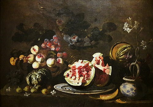 Nature morte aux fruits (détail)., 1650, Giovanni Battista Ruoppolo